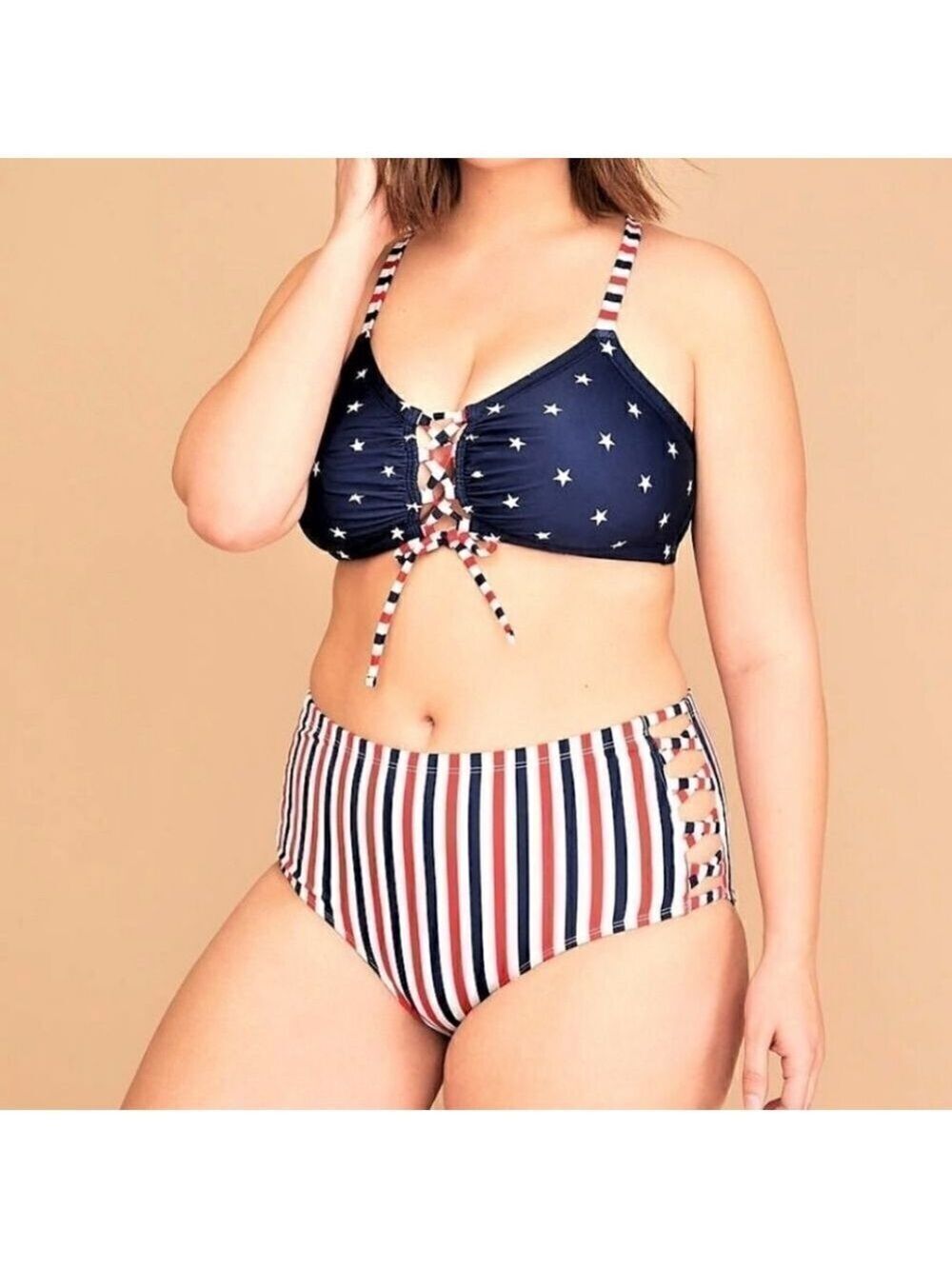 𝅺CACIQUE Lane Bryant Stars Stripes Americana Bikini Mixed Sizing